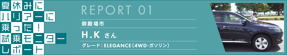 夏休みハリアー試乗キャンペーン 試乗モニターレポート レポート1：H.Kさん